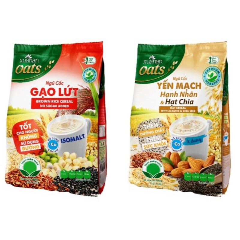 COMBO: 1 Ngũ Cốc Gạo Lức Không Đường 400g & 1 Ngũ Cốc Hạnh Nhân 400g