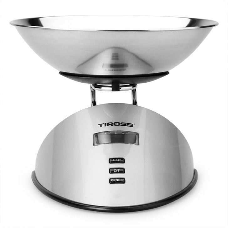 Cân Điện Tử Nhà Bếp Tiross TS-816 - Kích thước 22x20x18cm, Màu bạc, Dung lượng 5000g