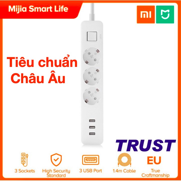 Ổ Cắm Điện Thông Minh Xiaomi Mi Power Strip 3 USB 3 Outlet Global - NRB4030GL - Hàng Chính Hãng - Bản Quốc Tế