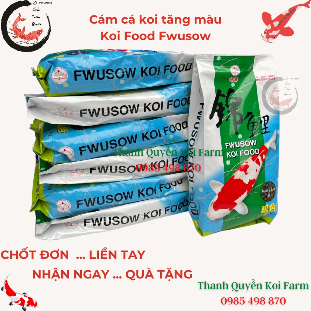 Cám Cá Koi Thức ăn cá Koi tăng màu  FWUSOW KOI FOOD bao 1kg