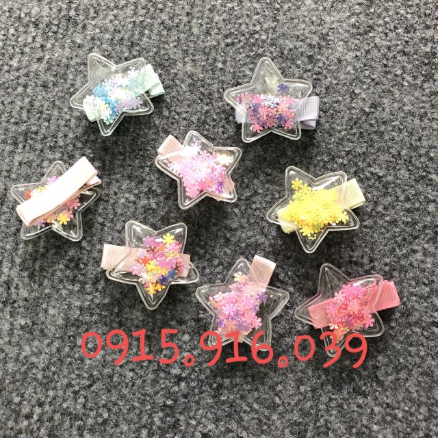 Set 2 kẹp mái ngôi sao trong suốt, Kẹp Tóc Ngôi Sao