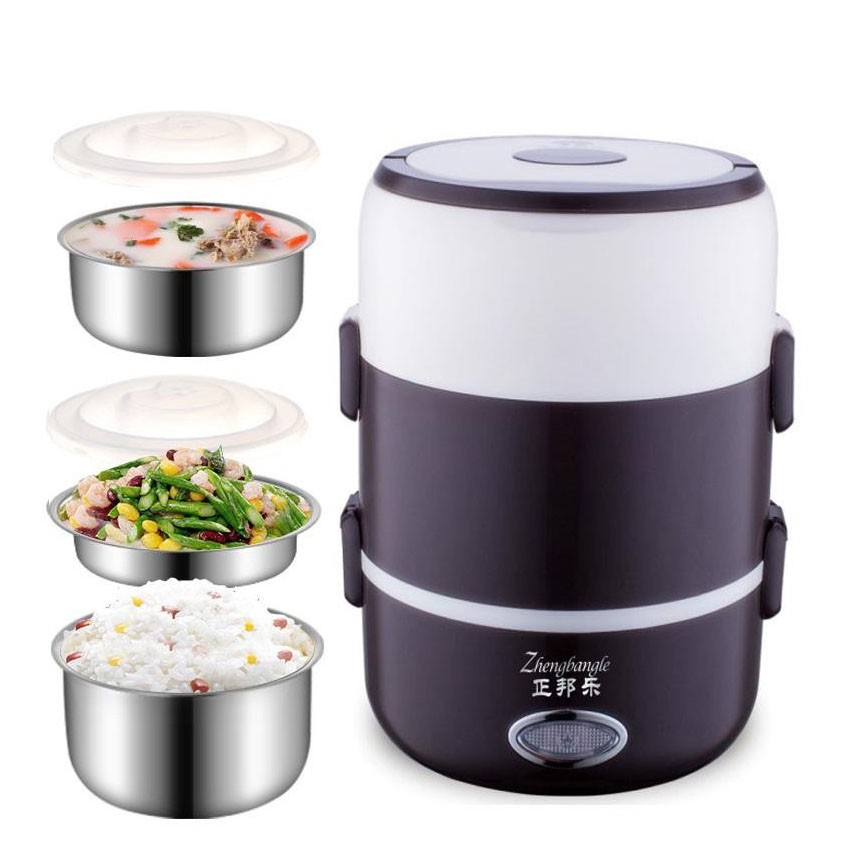 Hộp Cơm Cắm Điện Hâm Nóng Thức Ăn Inox Cao Cấp 3 Tầng Đa Năng