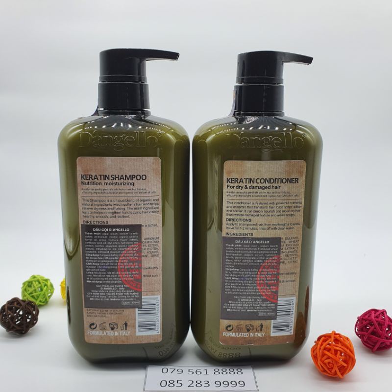Dầu gội collagen DANGELLO phục hồi tóc hư tổn khô sơ kiềm dầu sạch gàu, cặp gội xả chính hãng 500ml – 800ml