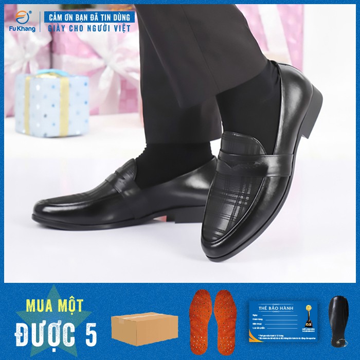 Giày Lười Nam Da Bò Thật Cao Cấp Thời Trang Chính Hãng Fu Khang Màu Đen Mã Sản Phẩm GD200