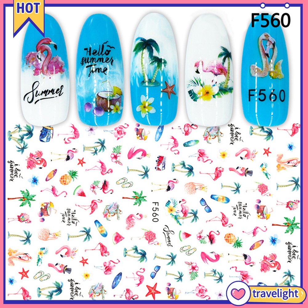 Hình dán trang trí móng tay 3D siêu mỏng hình trái cây, lá, con vật, chữ tiếng Anh