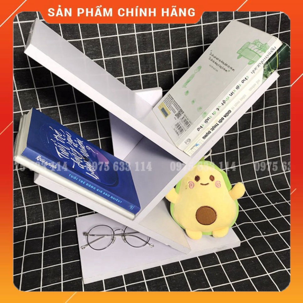 Kệ sách để bàn 💙FREESHIP💙 Giá sách gỗ mini hình xương cá dễ dàng lắp ghép, di chuyển, decor cho căn phòng thêm xinh