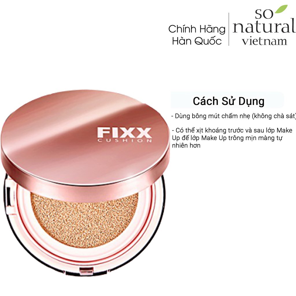 Phấn Nước Trang Điểm Lâu Trôi Glow Fixx Cushion SPF50+ / PA++++ So'Natural Nhập Khẩu  Hàn Quốc Chuẩn