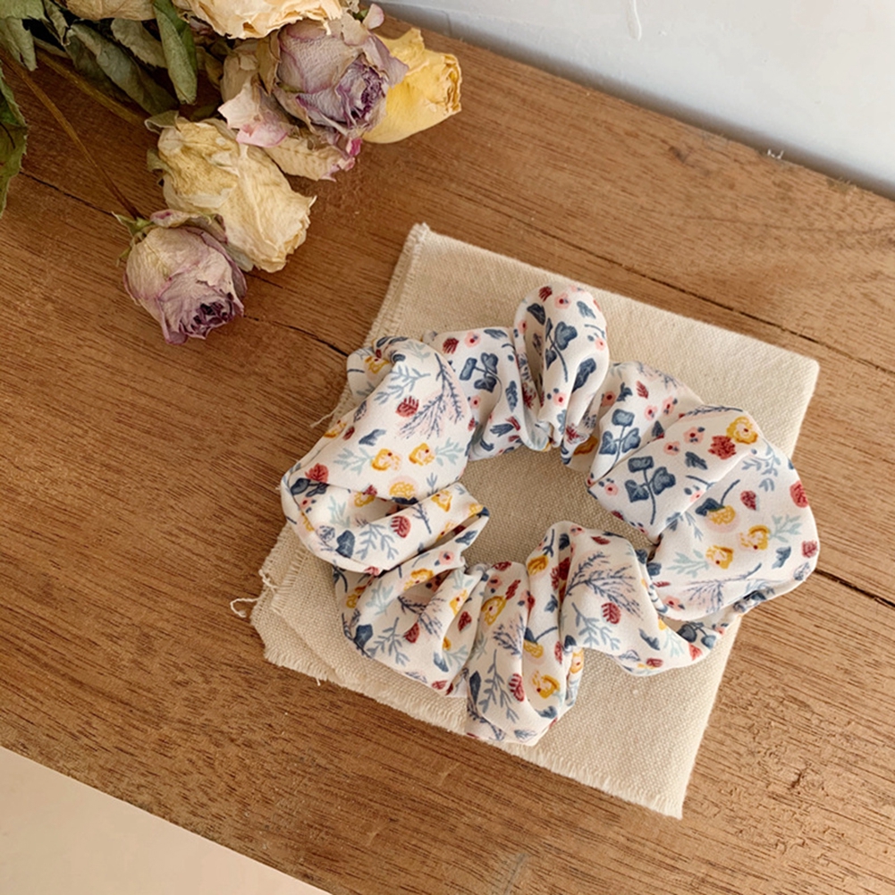 Dây buộc tóc Scrunchie in hoa nhiều màu Vintage phong cách Hàn Hair Scrunchies