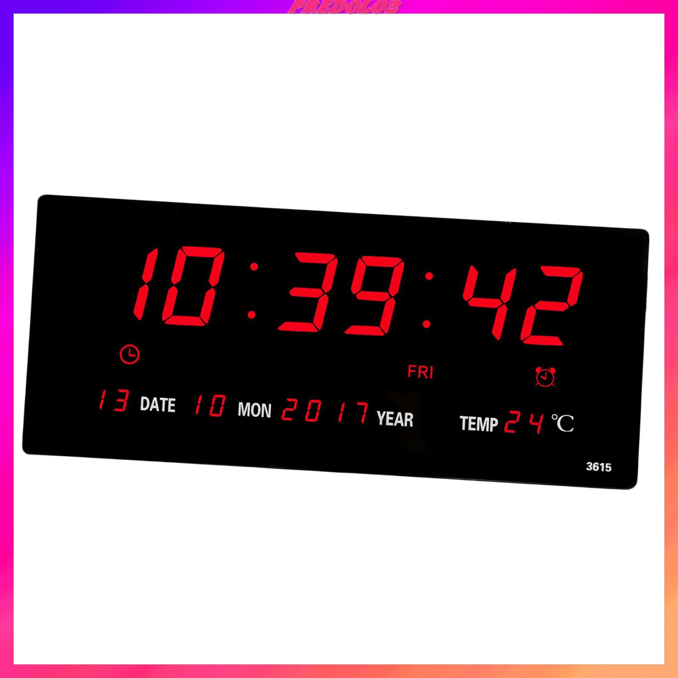 igital LE Wall Alarm Clock isplay Calendar Temperature 12/24H Calendar