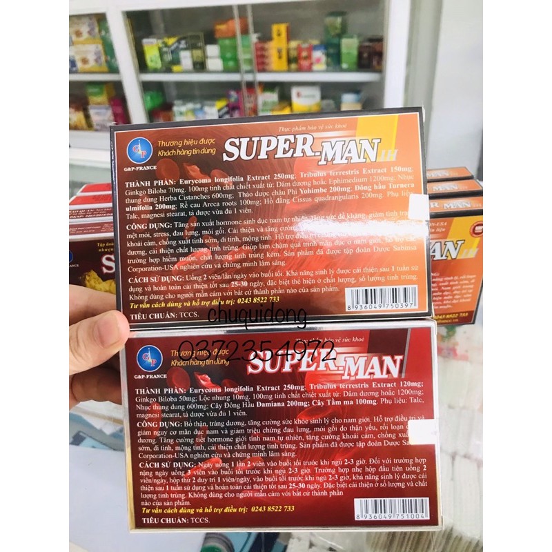 Super Man 1H hộp 10 viên tăng cường sinh lý nam