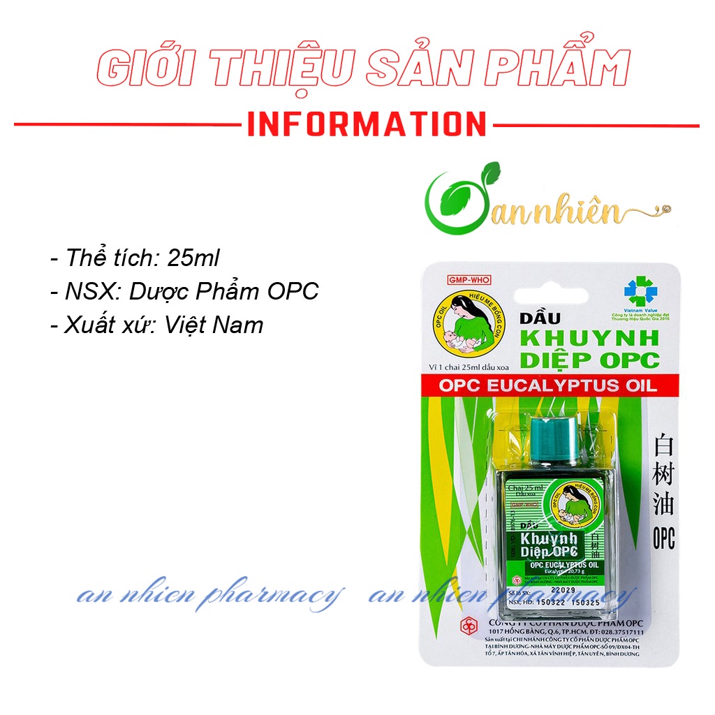 Dầu Khuynh diệp OPC phòng ngừa cảm cúm, sổ mũi, nghẹt mũi 25ml