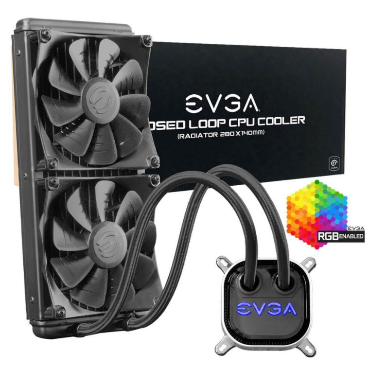 Tản nhiệt nước EVGA CLC 280mm All-In-One RGB LED CPU Liquid Cooler – 2x FX13 140mm PWM Fans