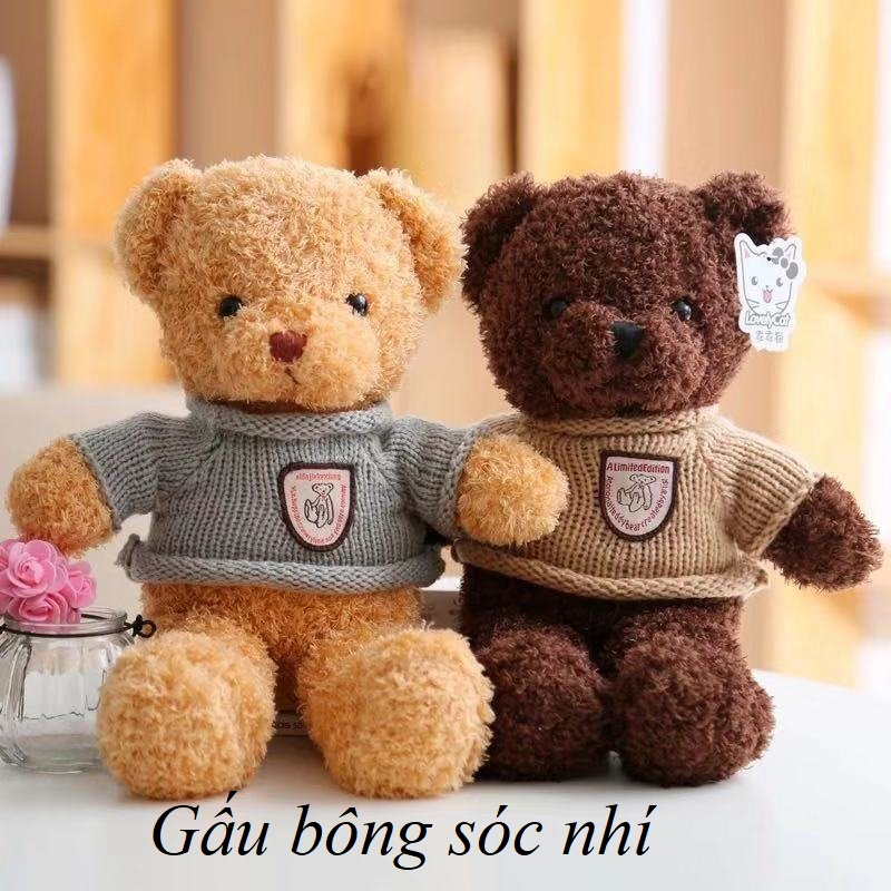 Gấu bông Teddy áo len cao cấp đồ chơi siêu xinh cho bé 💥 Tặng kèm đai kháng lực tập thể dục