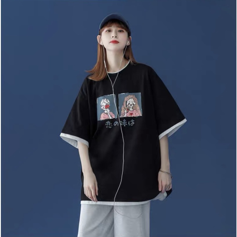 Áo Thun Unisex Form Rộng Tay Lỡ, Áo Phông Nam Nữ Oversize in hình hoạt hình dễ thương