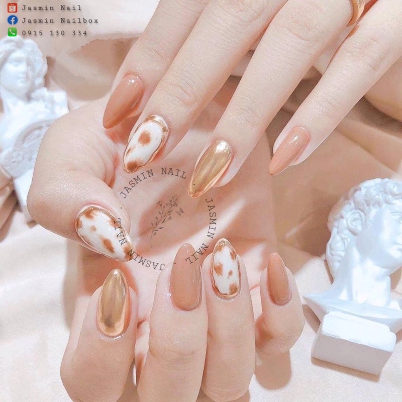 [Mã NHUQAD giảm 10% đơn 100k][NAIL BOX] Nailbox móng úp thiết kế sẵn mẫu bò nude tráng gương