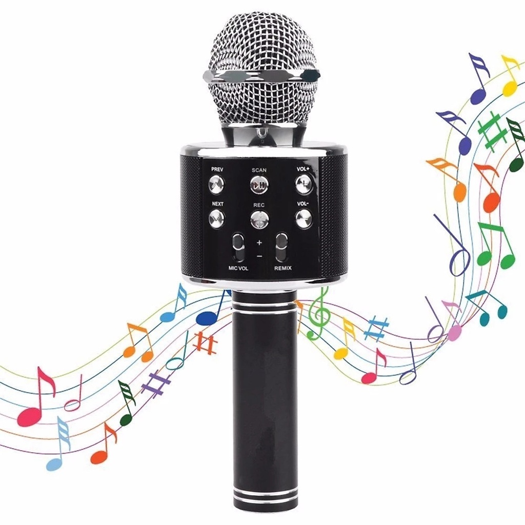 Micro Hát Karaoke Kèm Loa Bluetooth WS-858 Đa Năng T&T
