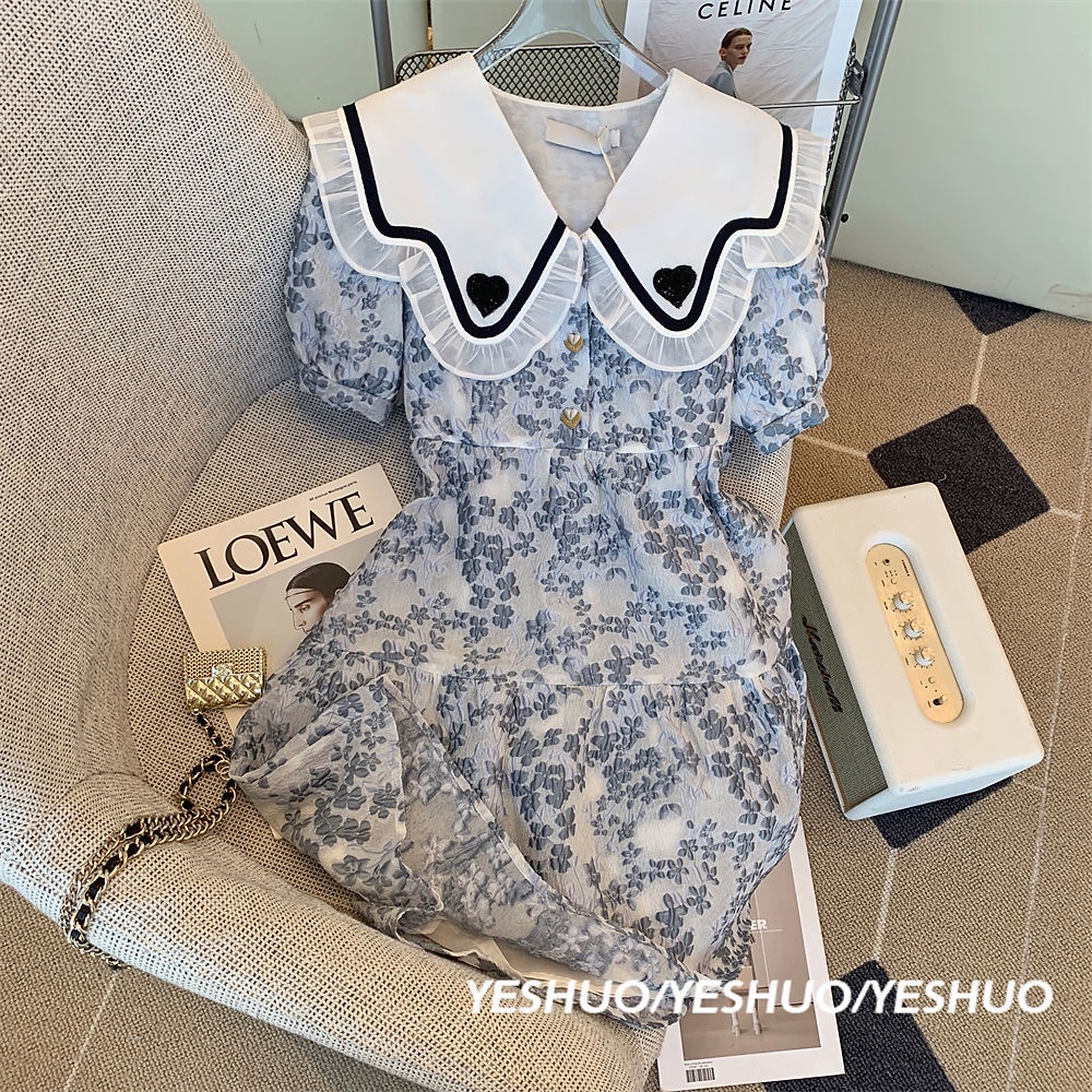 Đầm Tay Phồng Ôm Eo In Họa Tiết Hoa Phong Cách Mới Thời Trang Mùa Hè Xinh Xắn Cho Nữ