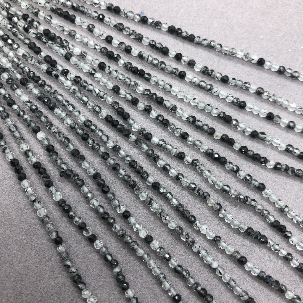 Chuỗi Hạt Đá Thạch Anh Đen Tự Nhiên 2mm