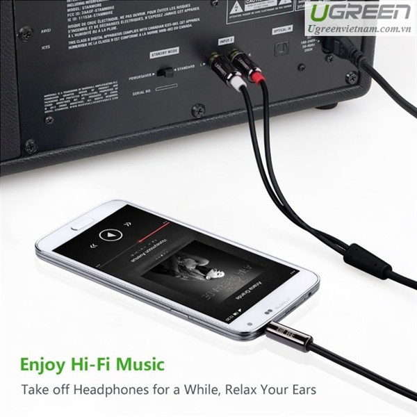 Cáp Audio 3.5 ra 2 Đầu Hoa Sen 3Mét UGREEN 10590 - Hàng Chính Hãng