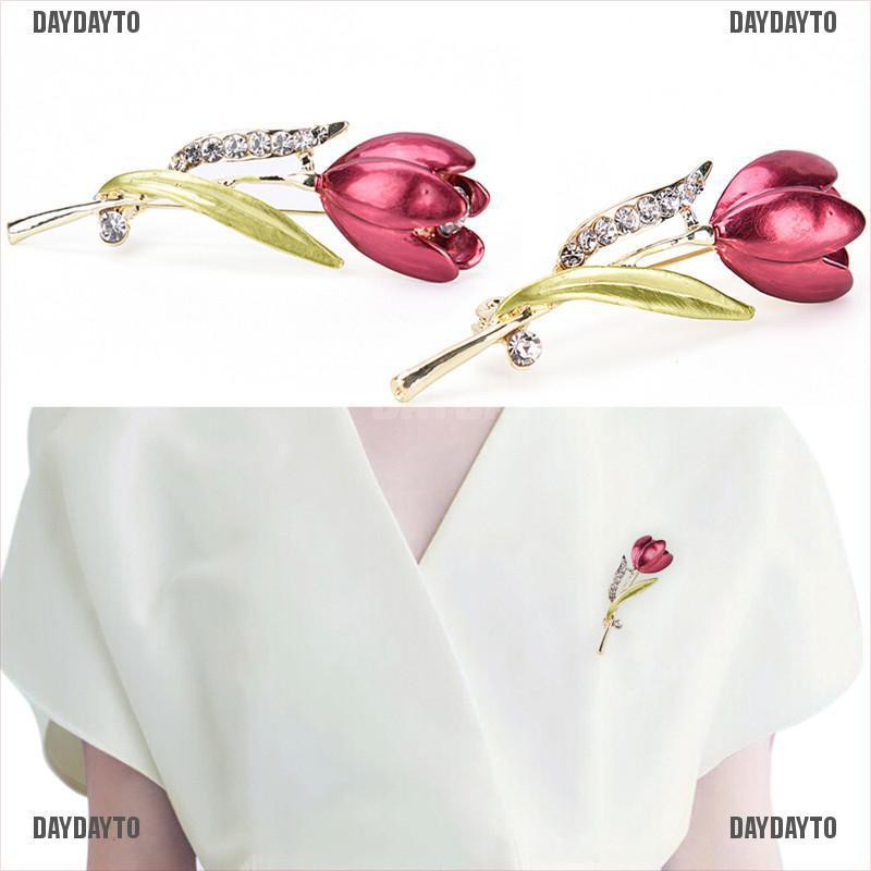 Ghim Cài Áo Hình Hoa Tulip Đính Đá Pha Lê Thanh Lịch