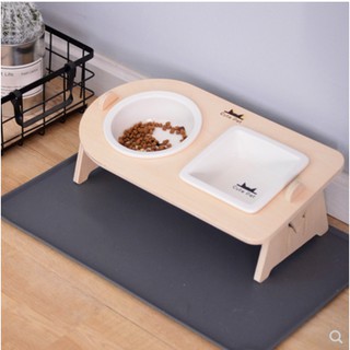 [order] bát thức ăn đế gỗ cho mèo cưng