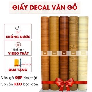  Giấy decal giả vân gỗ dán tường bếp tủ chống nước chống dầu mỡ dễ dàng lau chùi khổ 1.2m 