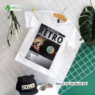 Áo thun vnxk #veco retro cho bé trai màu trắng và cam siêu ngầu