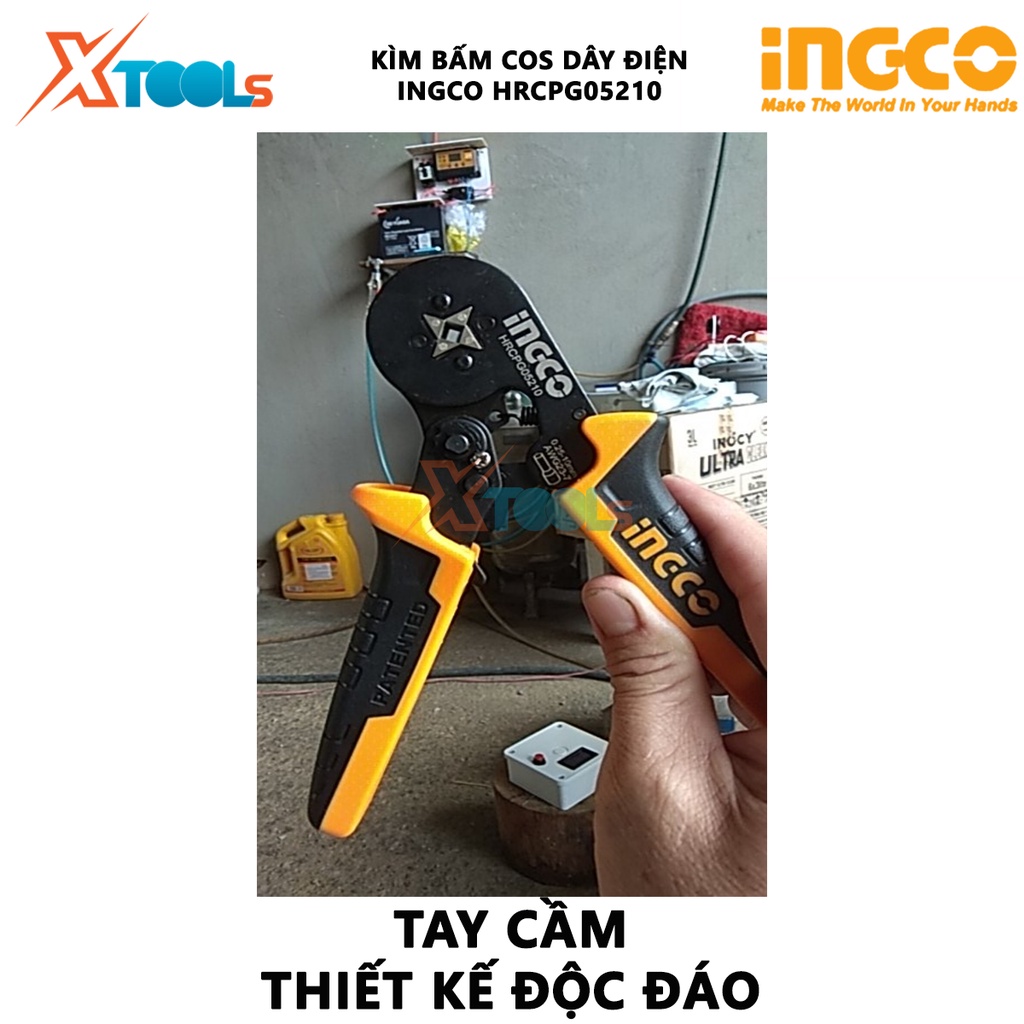 Kìm bấm cos dây điện Ingco HRCPG05210