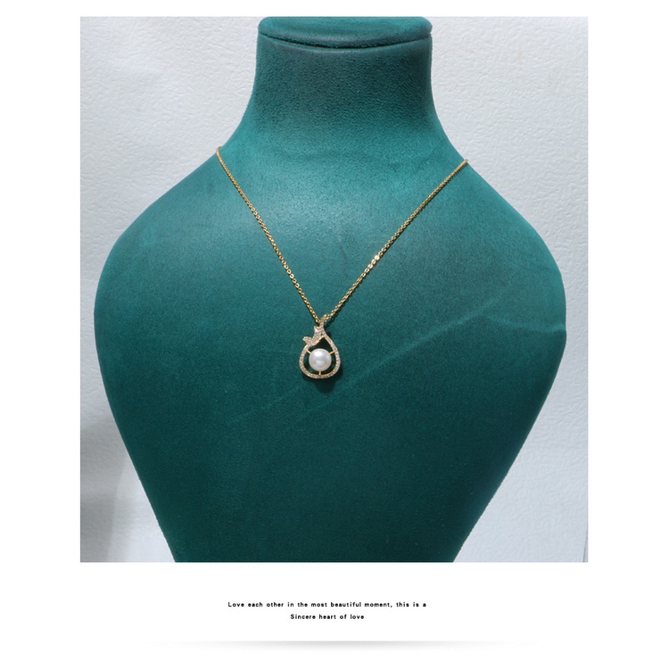 Vòng cổ Mạ Vàng Mặt Hình Học Đính Ngọc Trai Thời Trang