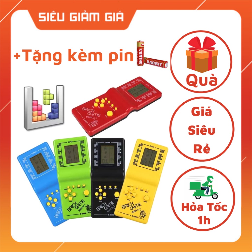 Máy chơi game xếp hình xếp gạch bắn tăng rắn săn mồi điện tử cầm tay Brick Game [ Tặng kèm 2 pin ]