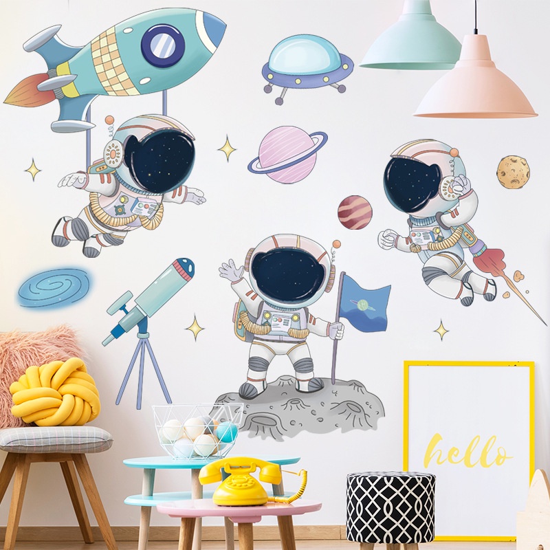 Miếng Dán Tường Tự Dính Họa Tiết Phi Công Hoạt Hình Trang Trí Phòng Bé/Nhà Trẻ