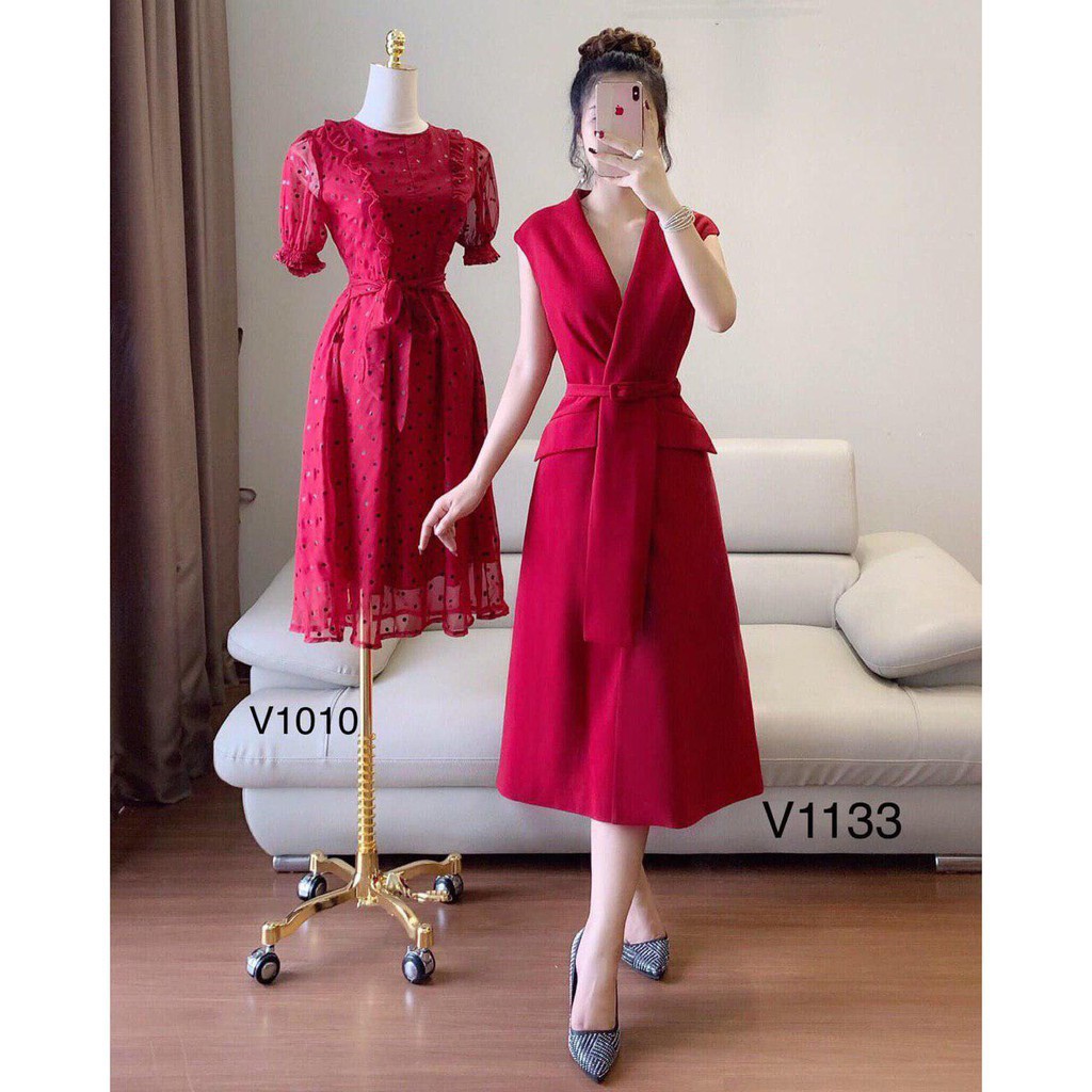 [ xả kho ] MiD Đầm đỏ quý phái rực rỡ thời trang thiết kế V1133 Mie Design {ảnh thật shop tự chụp}