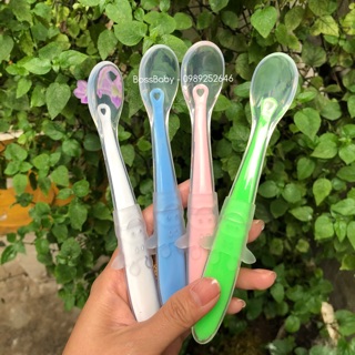 Thìa ăn dặm silicone cán dài Bibo