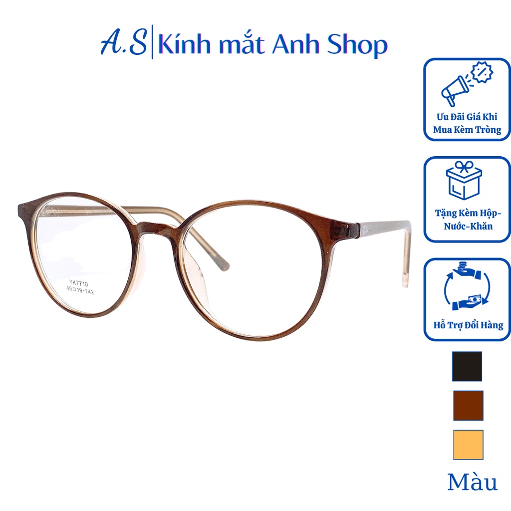 Kính Tròn nhựa dẻo kính thời trang chất liệu nhựa dẻo cứng cáp lõi kim loại đeo bền 7710