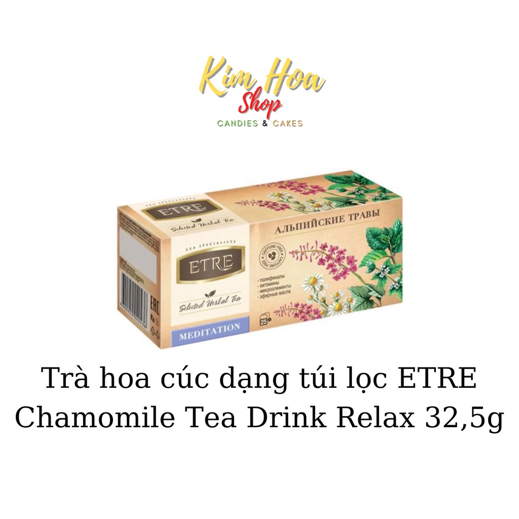 Trà túi lọc ETRE với các hương vị Hồng Trà & Trà Xanh & Trà Hoa Cúc & Trà Atiso đến từ NGA - MADE IN RUSIA