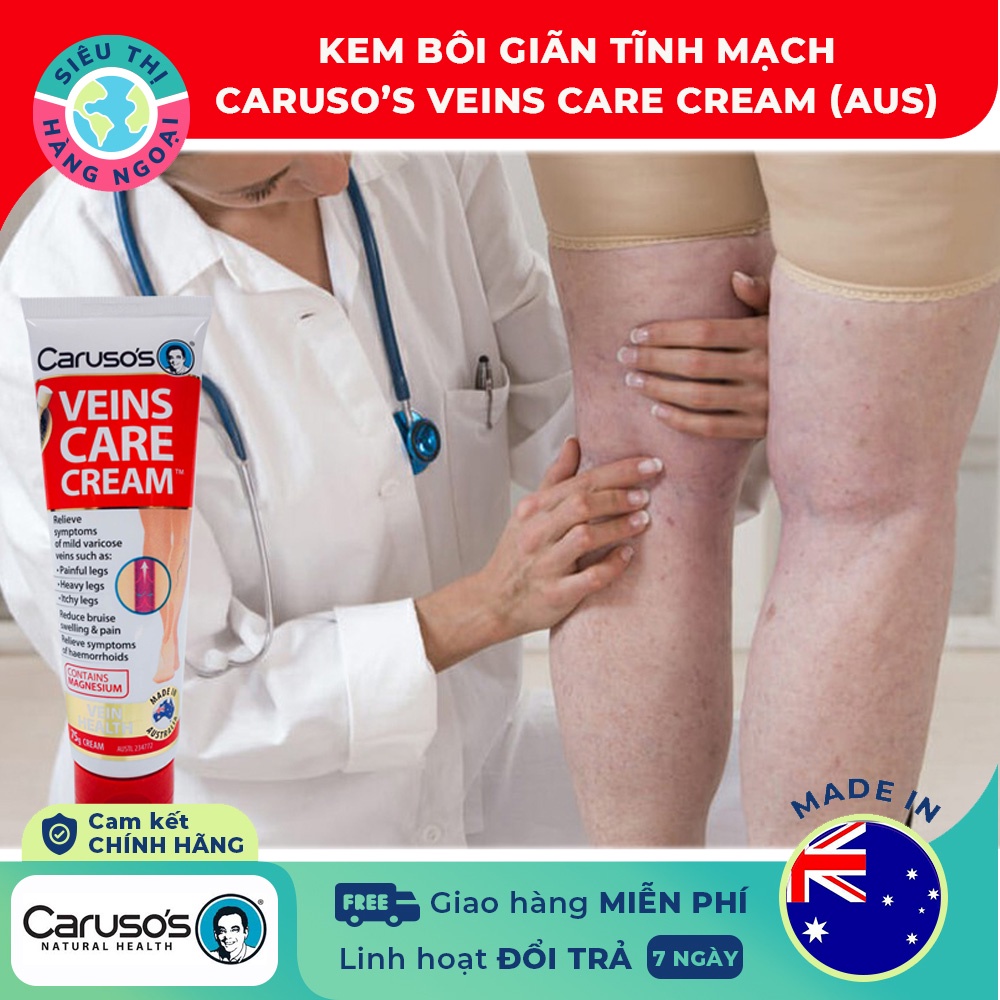 Kem bôi suy giãn tĩnh mạch Carusos Veins Care Cream 75g của Úc