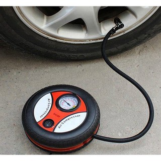 Bơm lốp tròn mini điện 12V đa năng - máy bơm xe ô tô mini