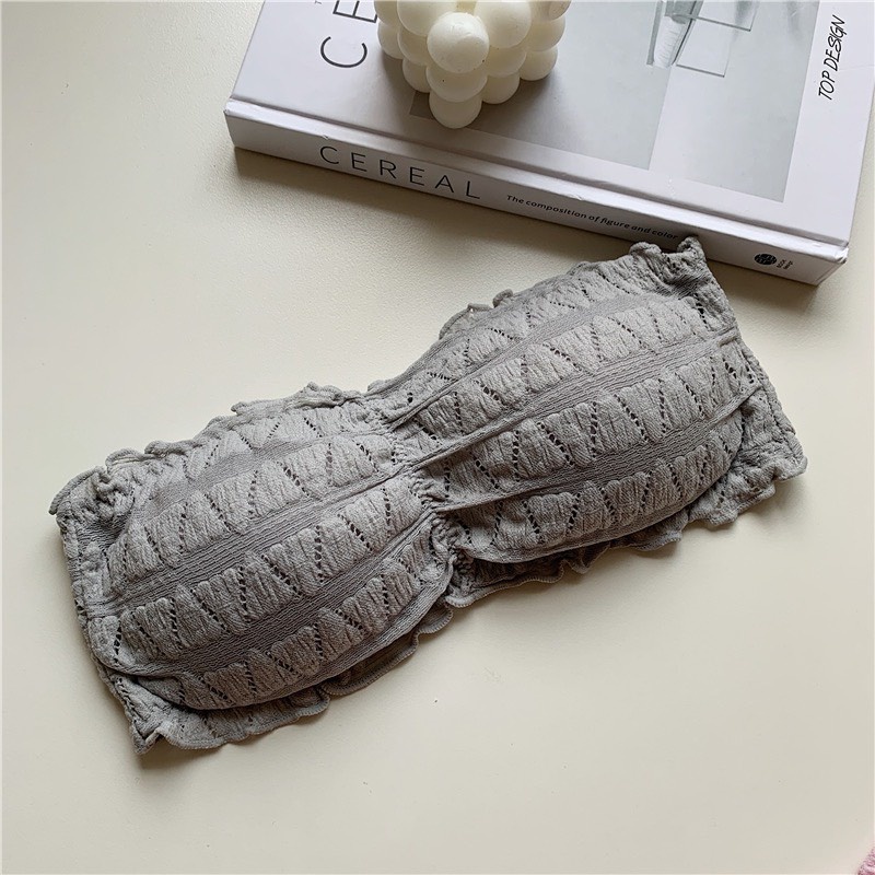 [Xả - dọn kho] Áo bra áo ngực không dây cotton len tăm vân hoa siêu đẩy ngực chống tụt Pasana0070