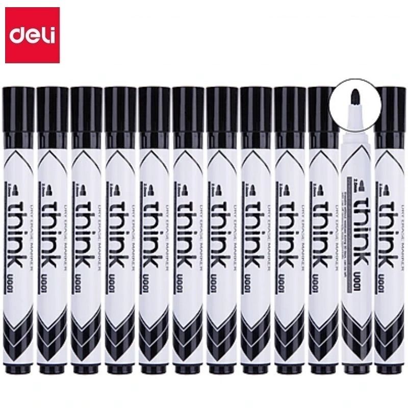Hộp 12 cây bút dạ viết bảng xóa được Deli - EU 00120 / 00130 / 00140 - Màu đen/xanh/đỏ