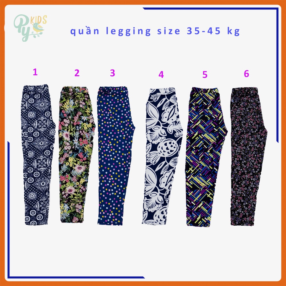 Quần legging dài/ quần bó dài cotton 4 chiều cho bé gái từ 5-35 kg, bông đẹp lạ mắt, lai phối viền ren