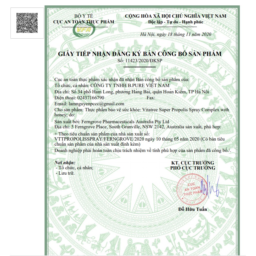 Chai Xịt Keo Ong Giảm Ho Vitatree 25ml [Mẫu mới nắp trắng] - Xuất xứ Úc | BigBuy360 - bigbuy360.vn