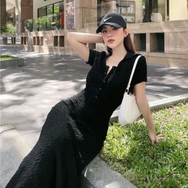 ĐẦM XỐP NÚT DÁNG DÀI NỮ ĐỦ MÀU