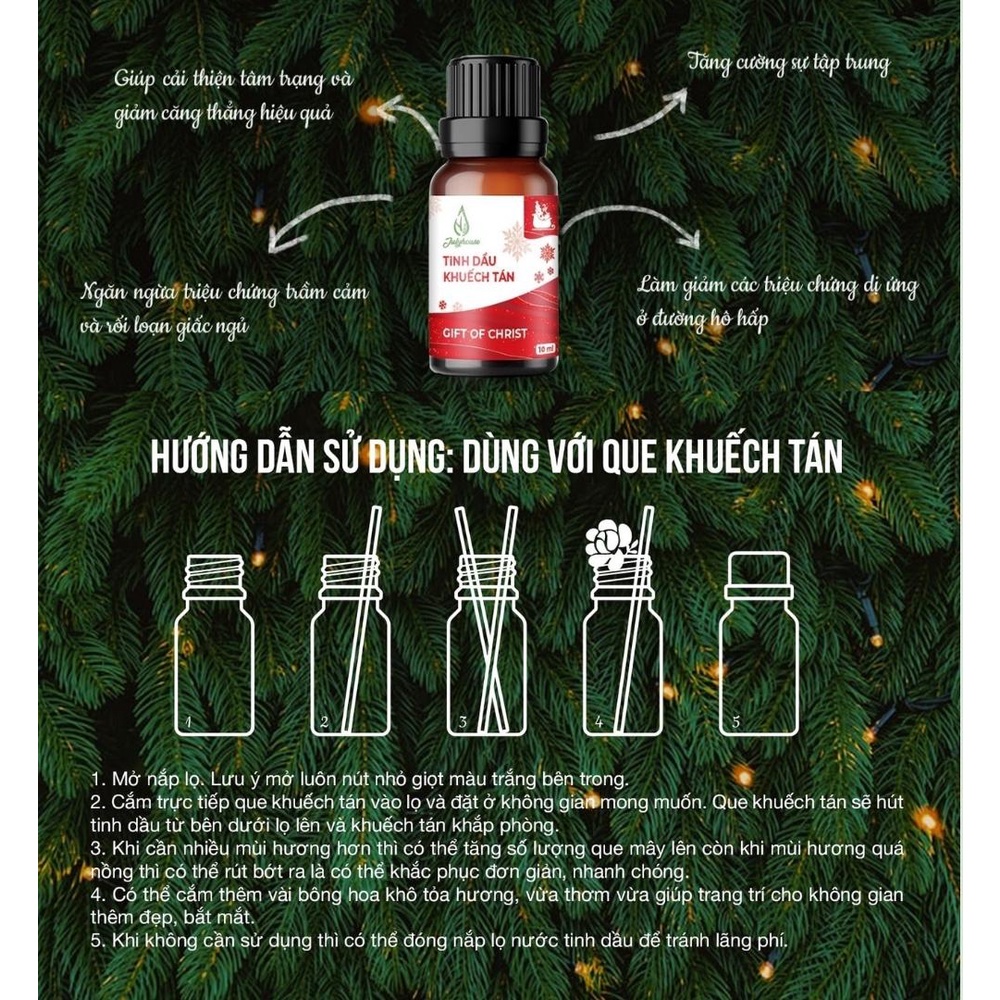 Bộ khuếch tán Tinh dầu Giáng Sinh ChristmasTree/Gift of Christ/Holiday Cheer 50ml/chai JULYHOUSE tặng kèm que khuếch tán