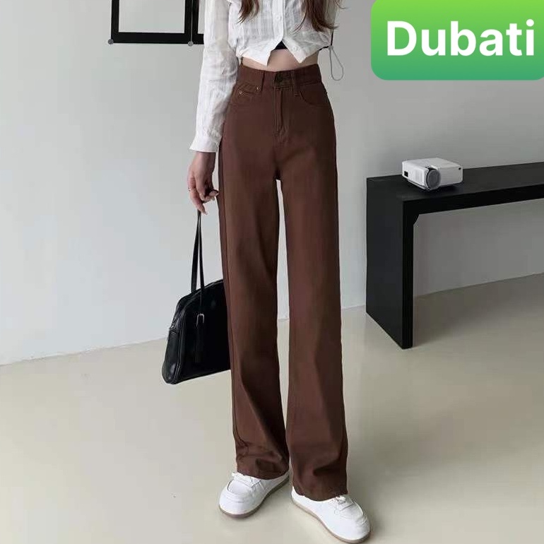 QUẦN JEANS CHẤT BÒ , KAKI ỐNG SUÔNG RỘNG NÂU SỮA CẠP CAO DÀI CHÂN SIÊU TÔN DÁNG PHONG CACH HOT TREND 2022 -DUBATI FASHIO