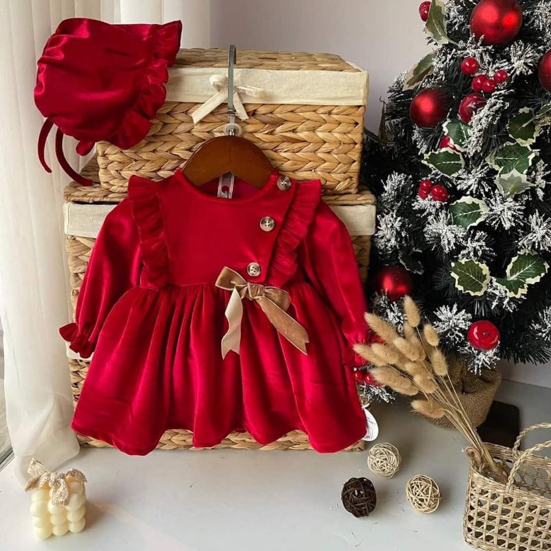 Váy baby doll nhung cho bé cao cấp