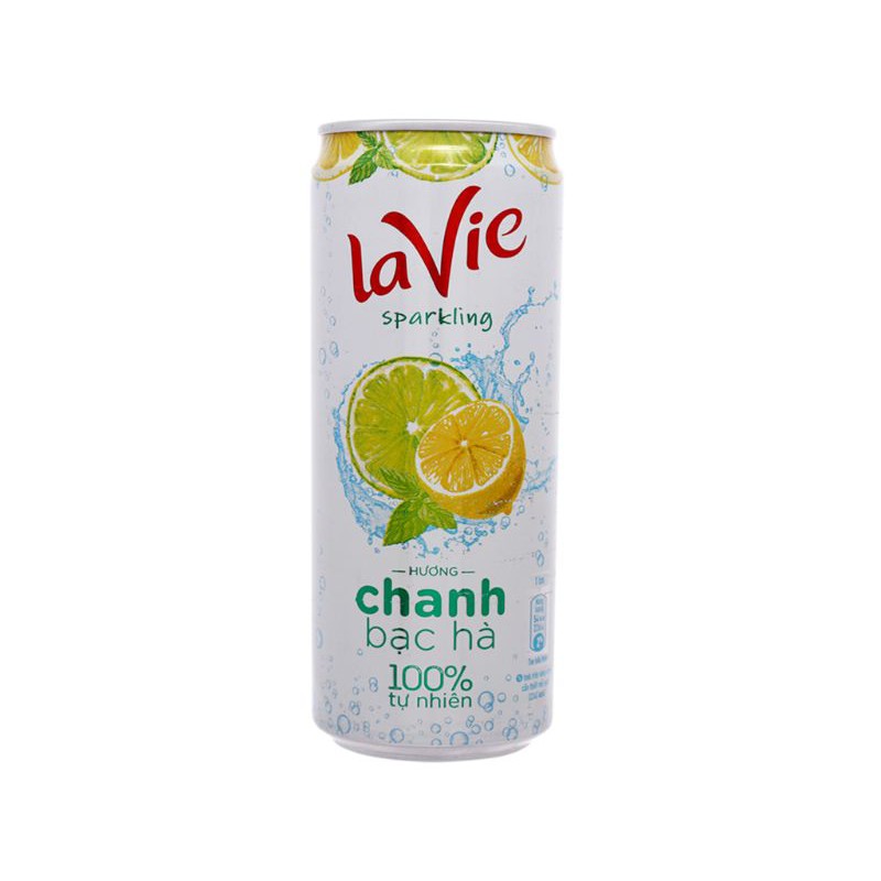 BÁN LẺ _ COMBO 6 LON NƯỚC NGỌT CÓ GAS LAVIE SPARKLING CHANH BẠC HÀ 330ML