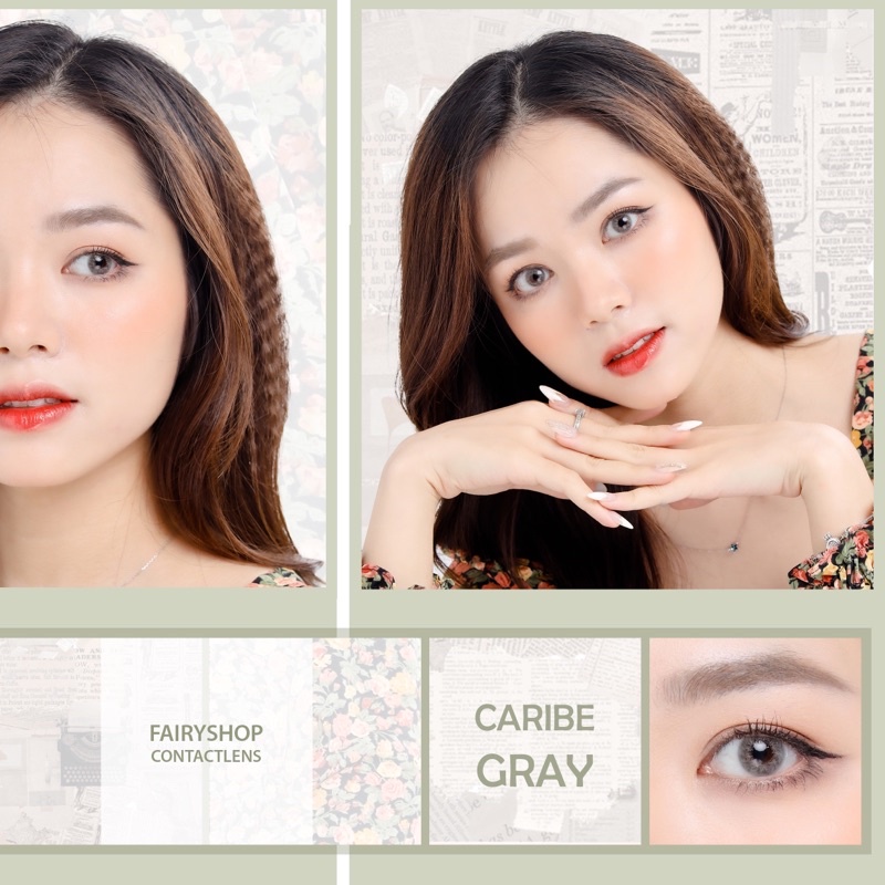 Kính áp tròng Caribe Gray 14.0mm - FAIRY SHOP CONTACT LENS - độ 0 đến 8 silicone hydrogel Lens cho mắt thở