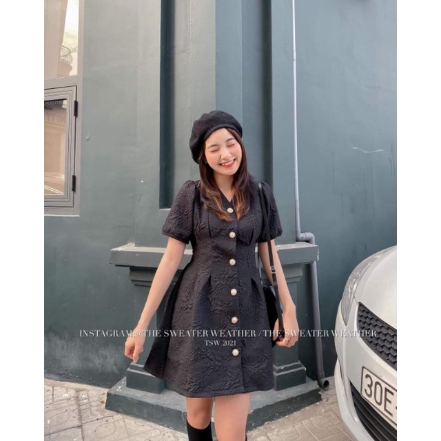 VÁY in dập nổi hoa dáng xòe chữ A tiểu thư siêu xinh