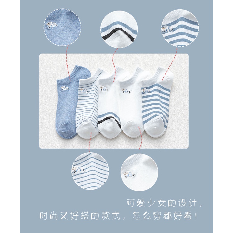 Vớ tất thêu icon hình chú cừu cổ ngắn