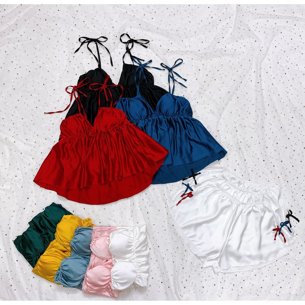 Đồ Ngủ Sexy 2 Dây Cổ Sẻ Sâu Gợi Cảm Chất Satin Mềm Mịn Áo Có Mút Freesize - Duca Shop | BigBuy360 - bigbuy360.vn